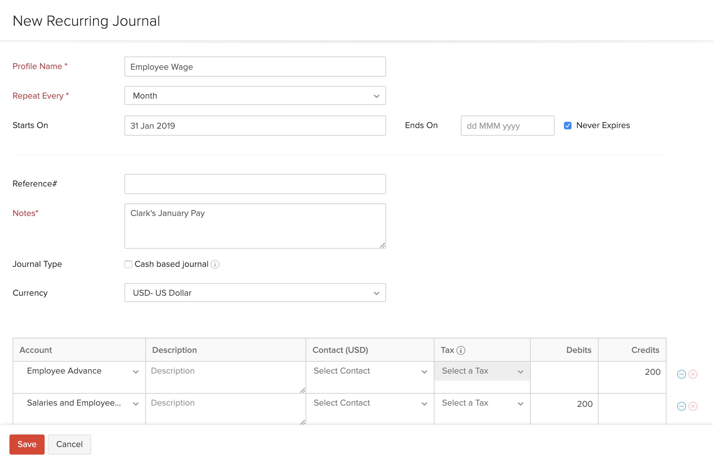 Create Recurring Journals