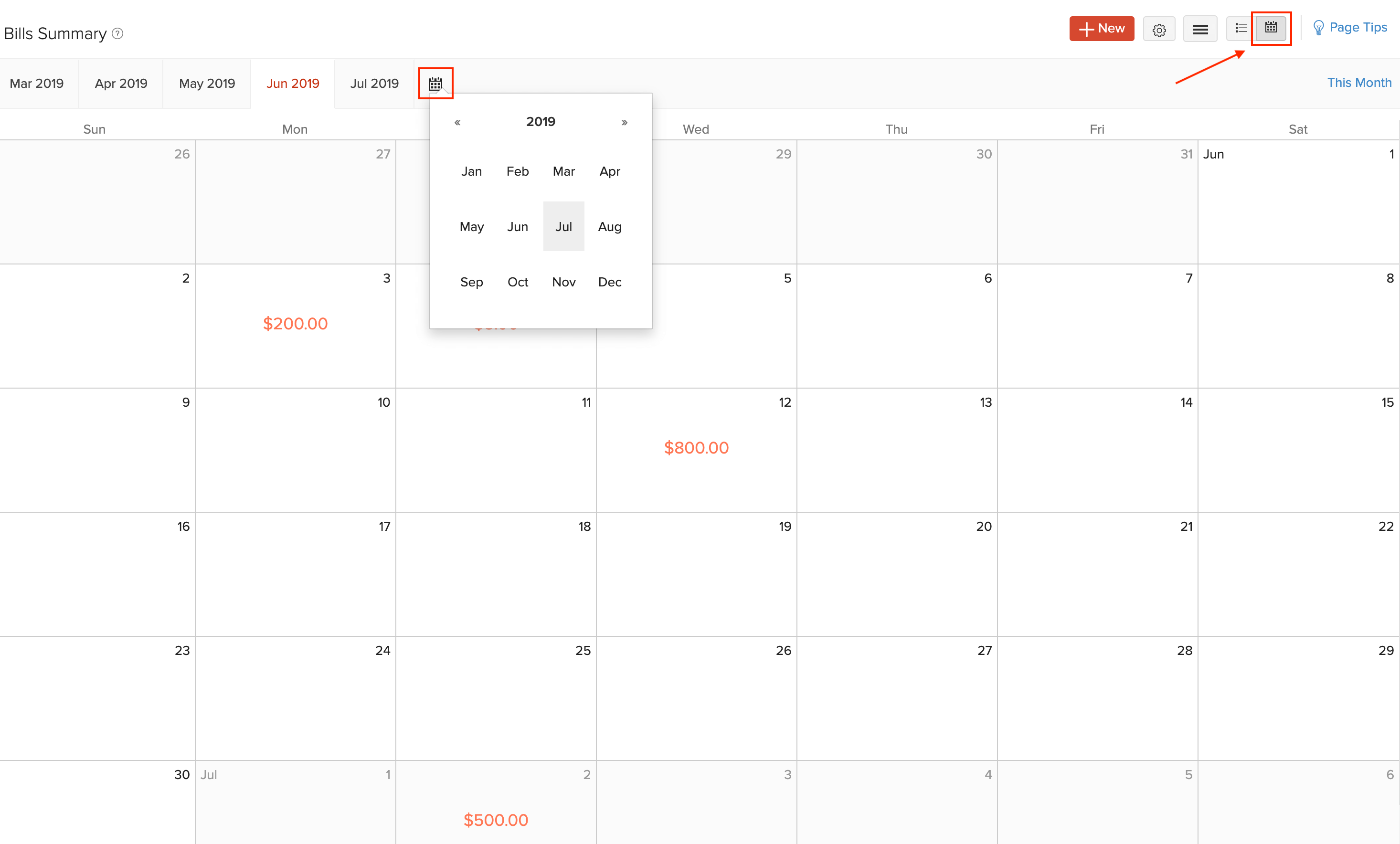 Calendar View