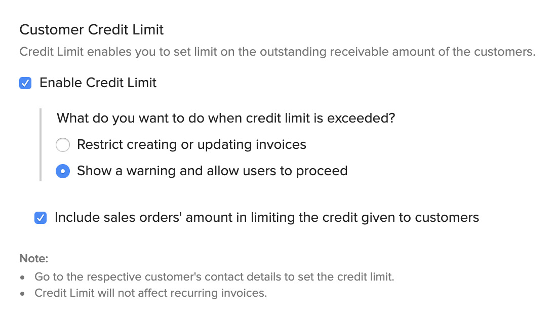 Enable Customer Credit Limits