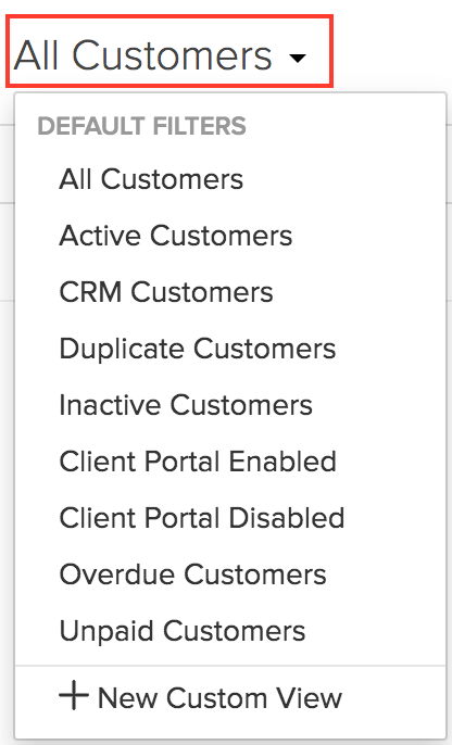 Filter Customers/Vendors