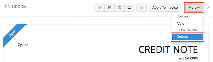 Delete Credit Note
