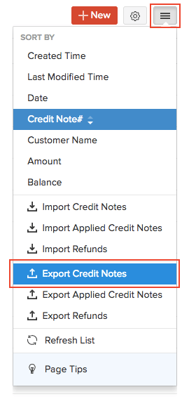 Export Credit Notes