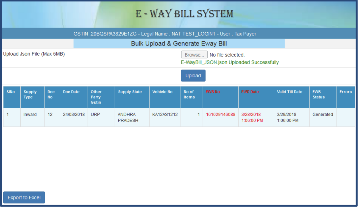 Upload JSON