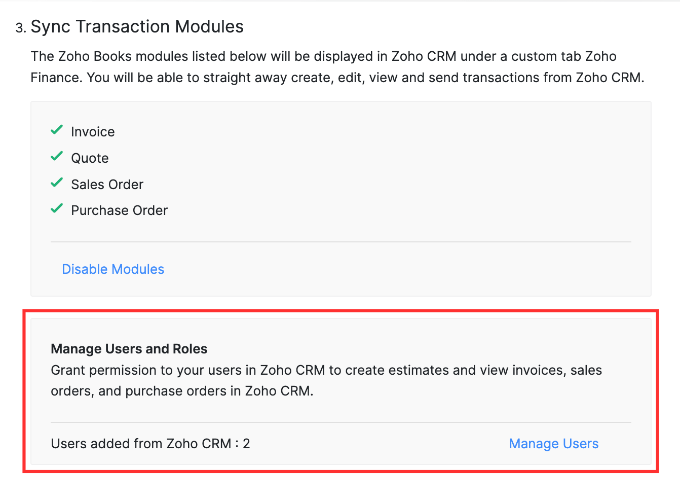 Click Manage Users in the Manage Users and Roles section