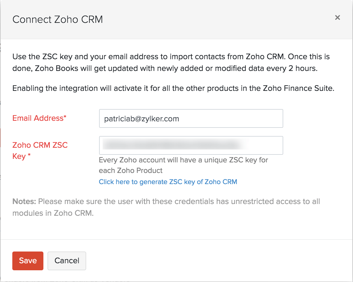 Zoho CRM ZSC Key