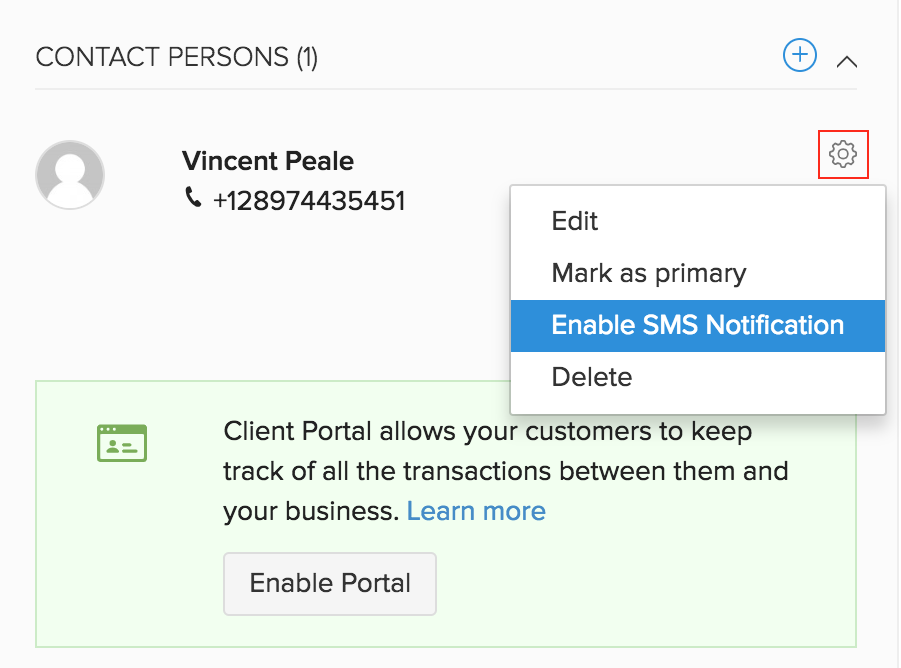 Enable Contact Person SMS Notification
