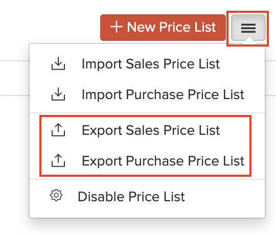 Export Price Lists
