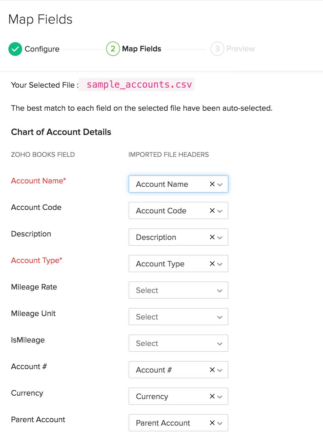 Import Chart of Accounts