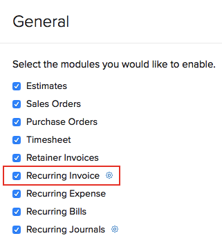 Enable Recurring Invoice