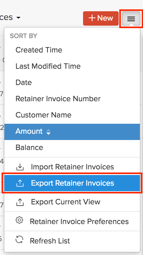 Export Retainer Invoice