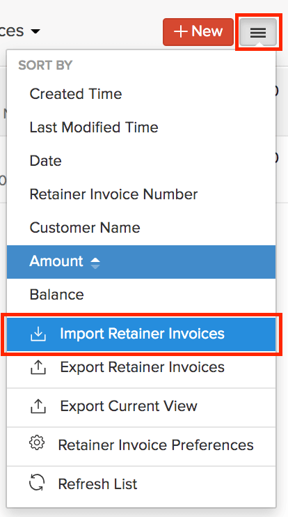 Import Retainer Invoices