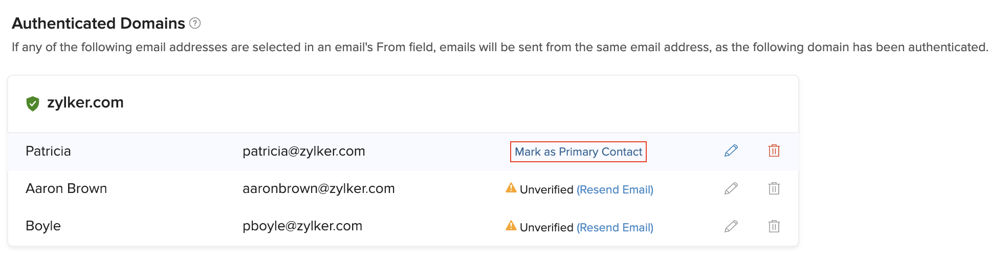 Mark Primary Contacts
