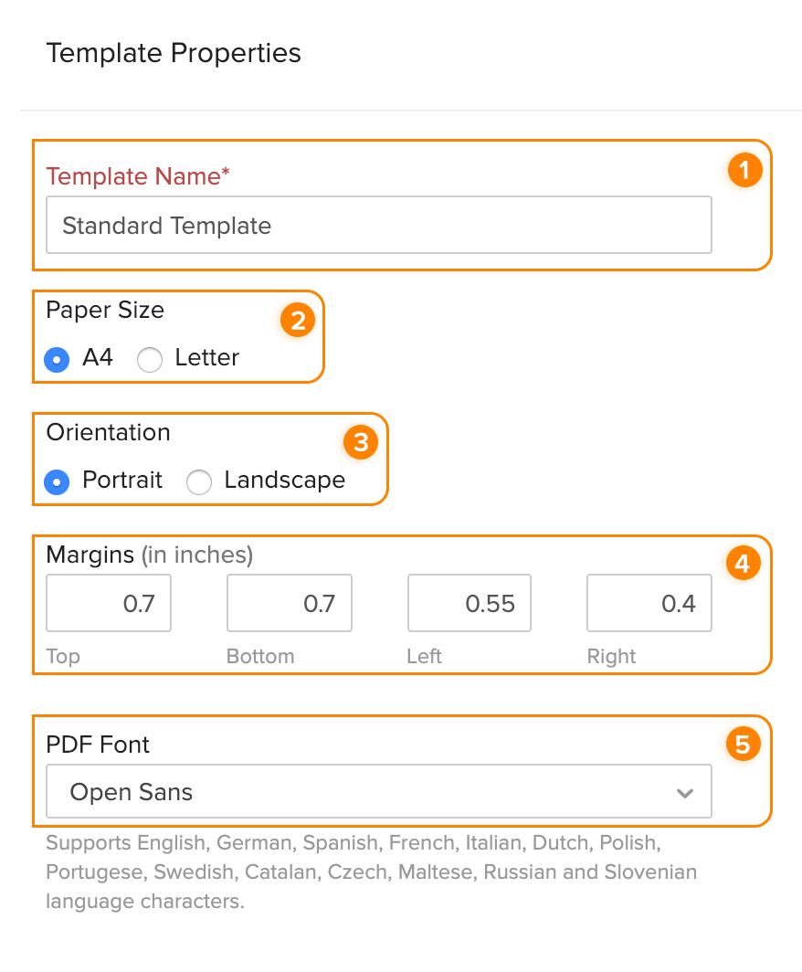 Template Properties