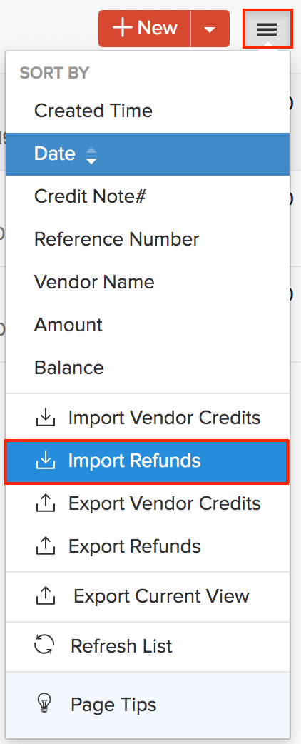 Export Vendor Credits