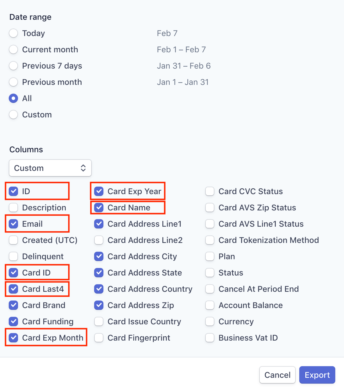 Export Customers' Stripe Card Profiles