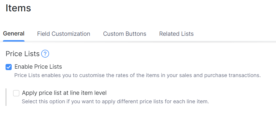 Enable Price Lists