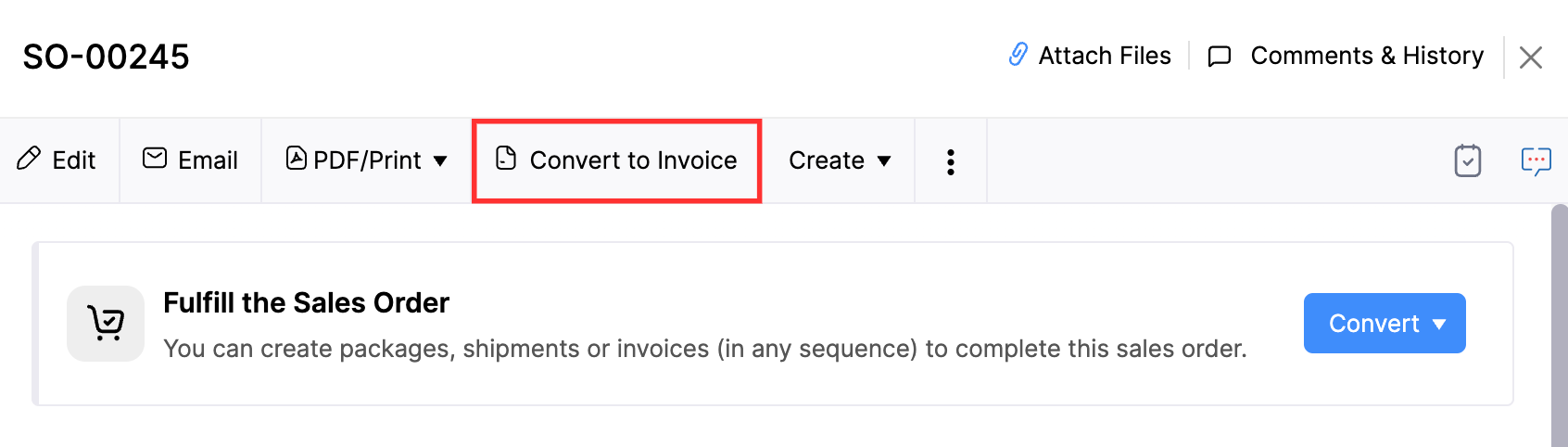 Click 'Convert to Invoice'