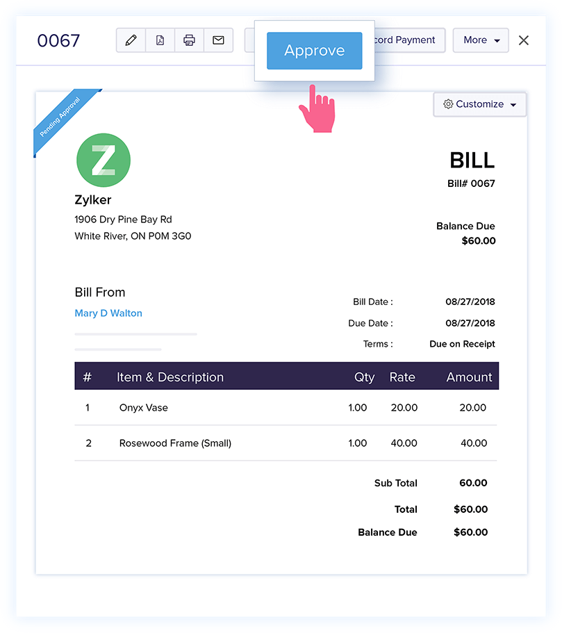 Purchase Approval - Bills Verification - Online Billing Management Software | Zoho Books