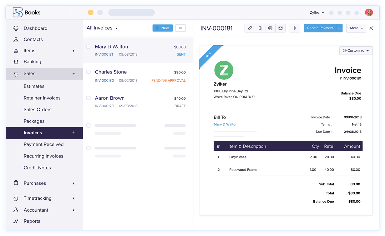 Professional Invoicing - Accounting and Invoice Software | Zoho Books
