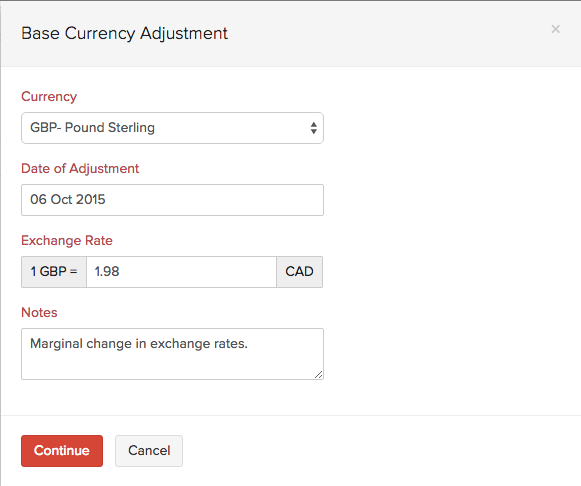 Base Currency Adjustments