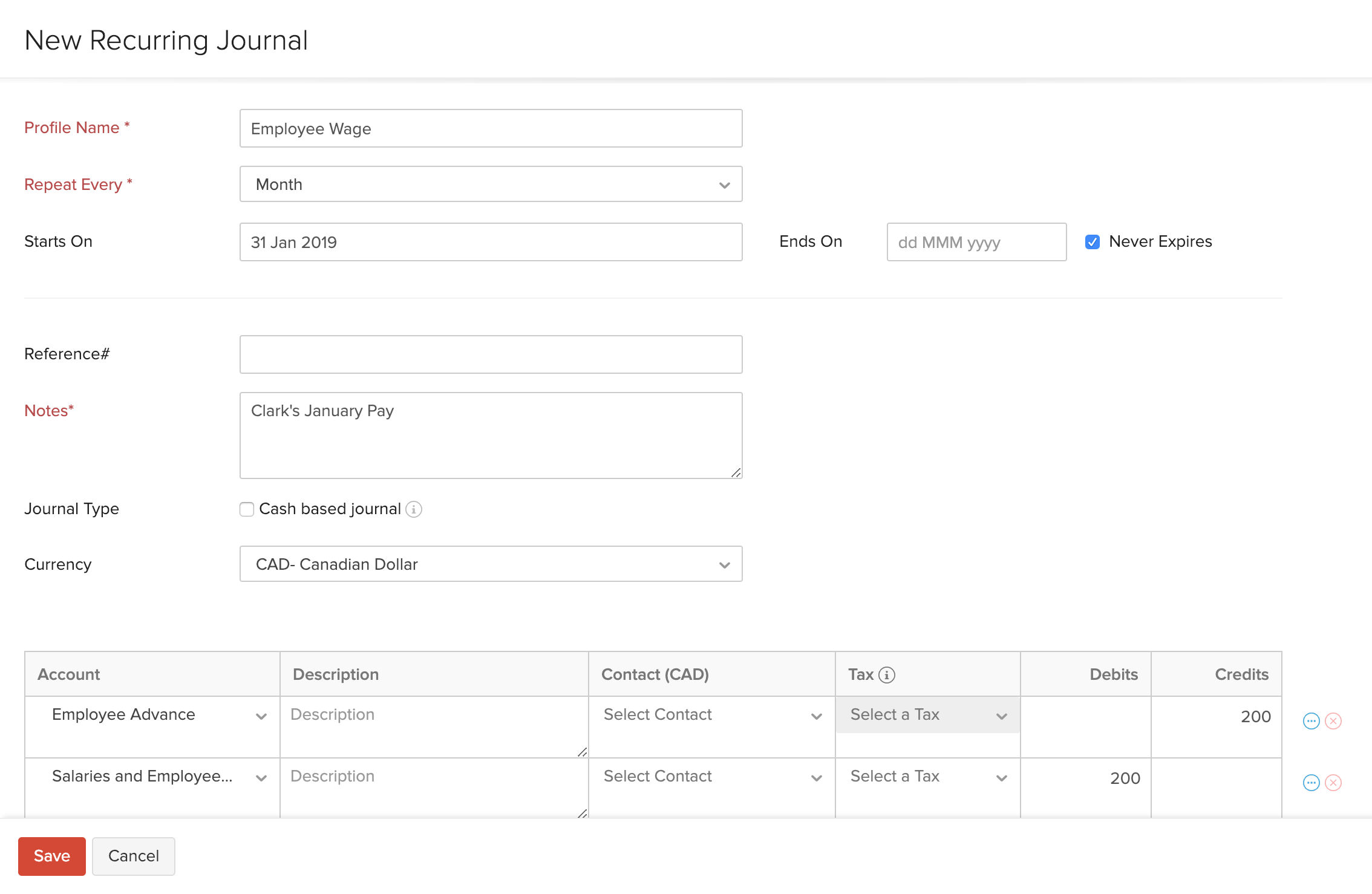 Create Recurring Journals