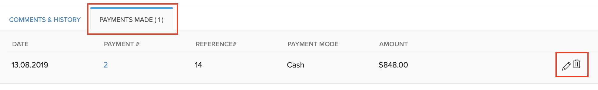 Payments Made Actions