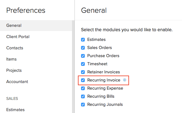 Enable Recurring Invoice