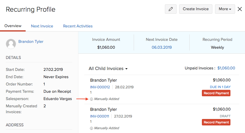 Manual Invoice