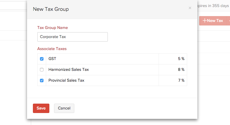 Add Tax group