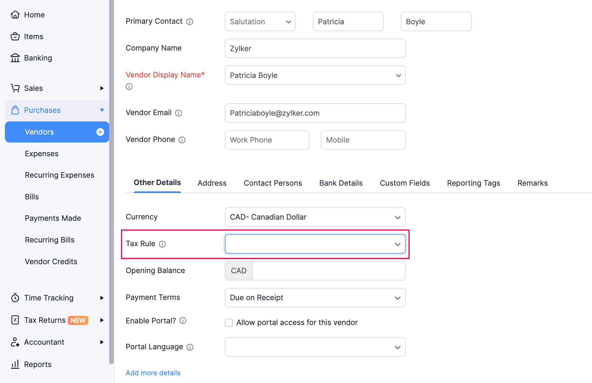 Associate Tax Rules to Vendors