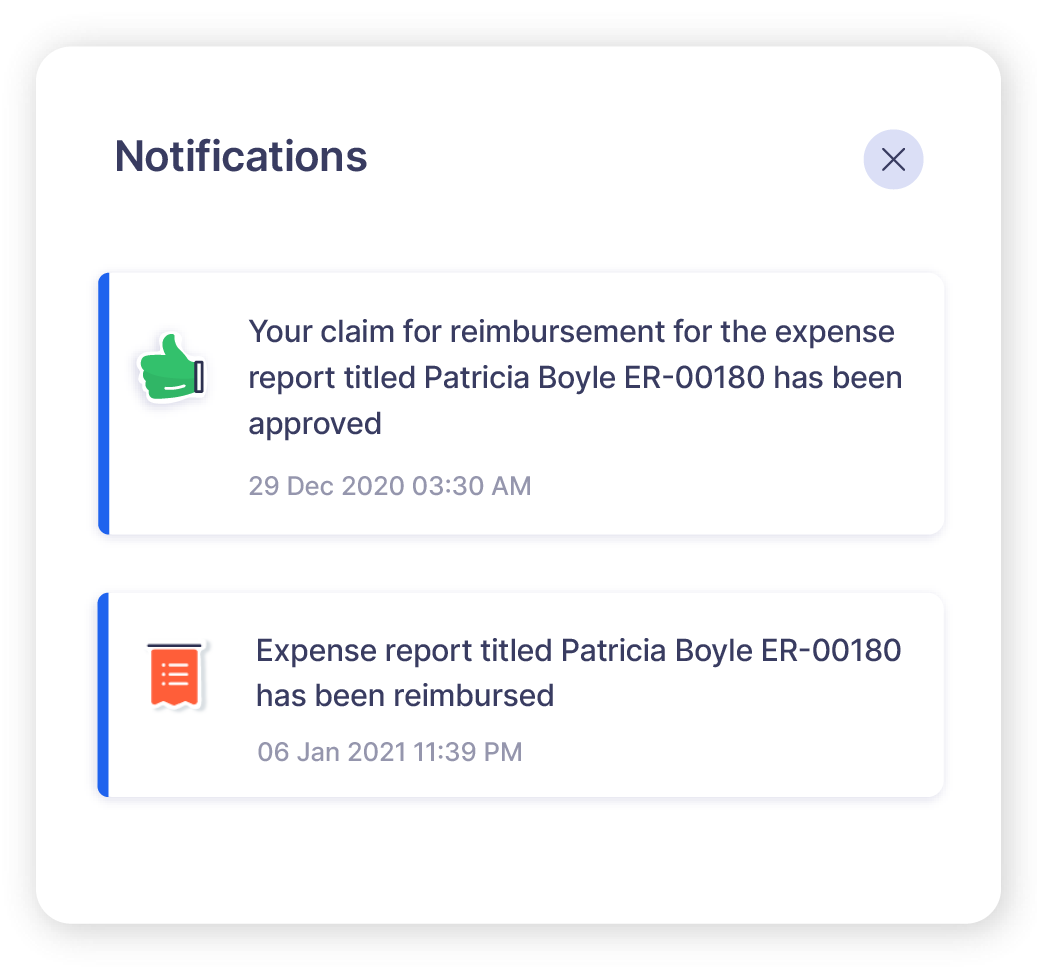 Reimbursement notifications screen