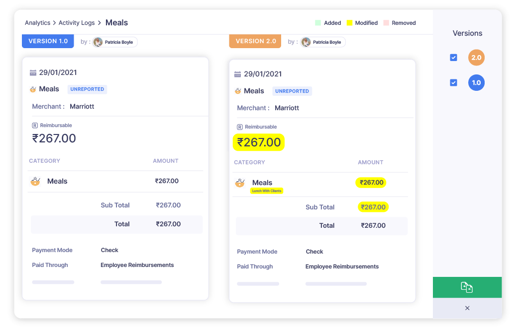 Screenshot of audit report in Zoho Expense