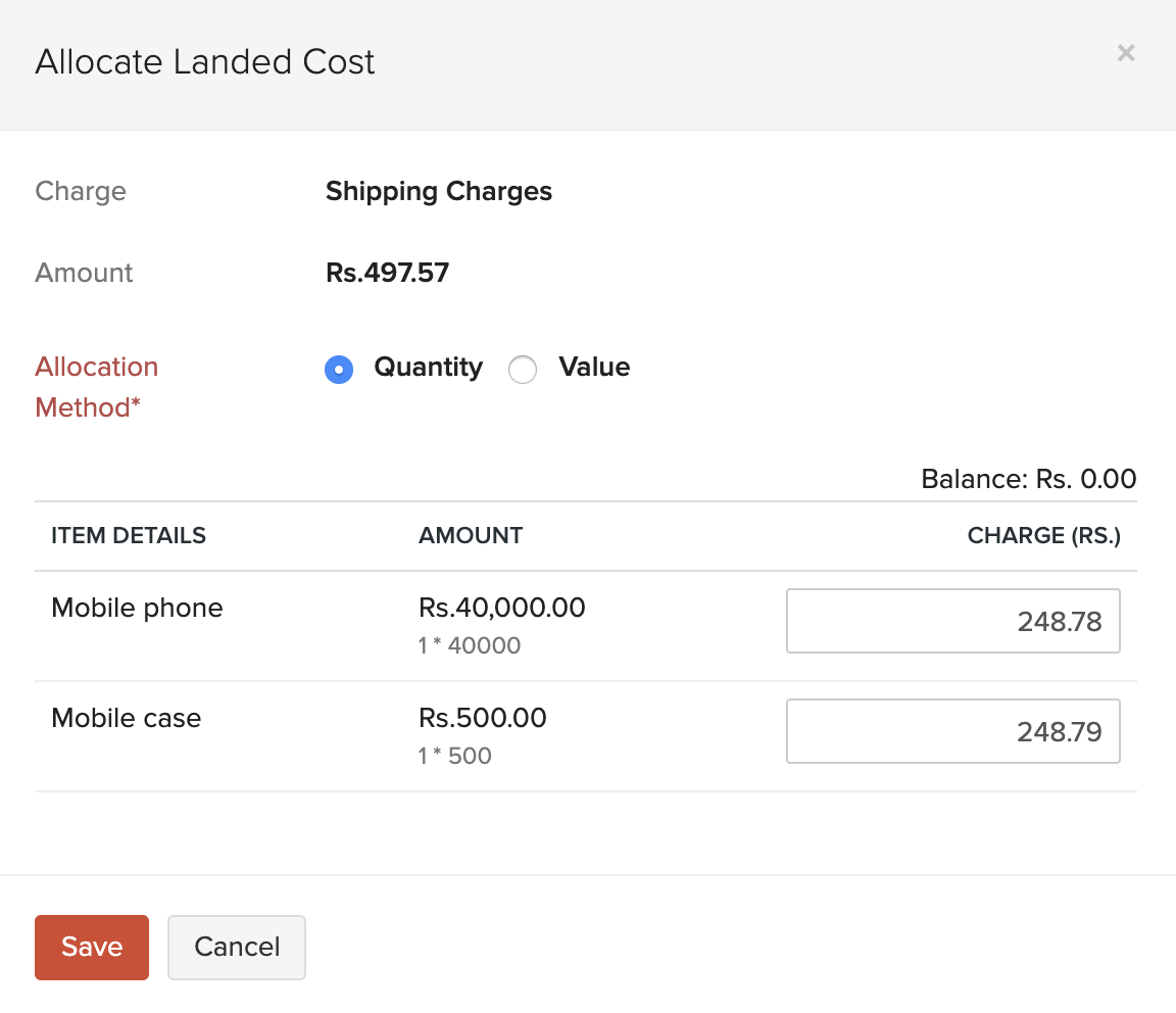 Allocate Landed Costs