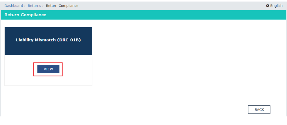 Click View below Liability Mismatch (DRC-01B)