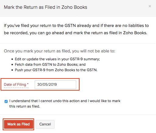 Marking Return Filed