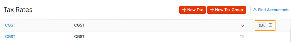 Edit/Delete Tax Groups