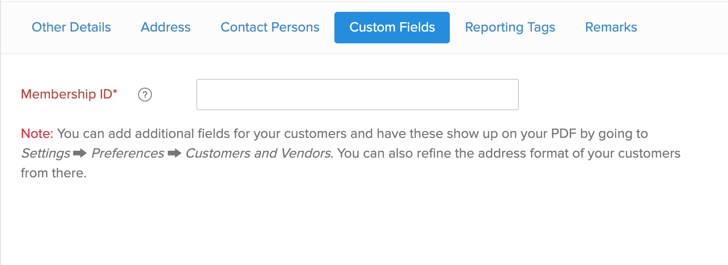Contact custom fields section