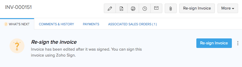 Zoho Sign - Re-sign Invoice