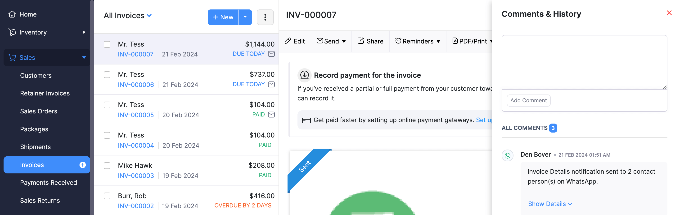 View Transaction Level