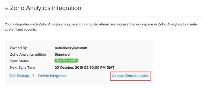 Access Zoho Analytics