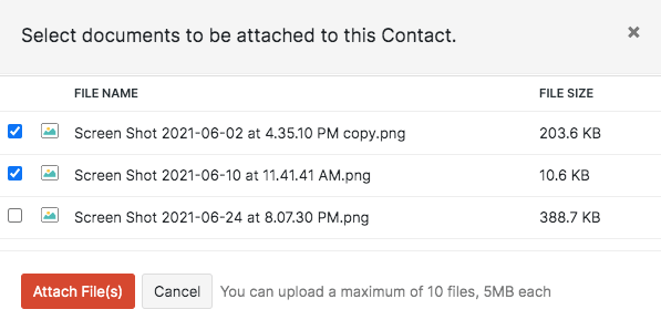 Zoho Mail - Attach docs to Contact