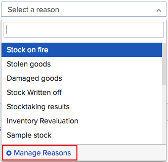Manage reasons