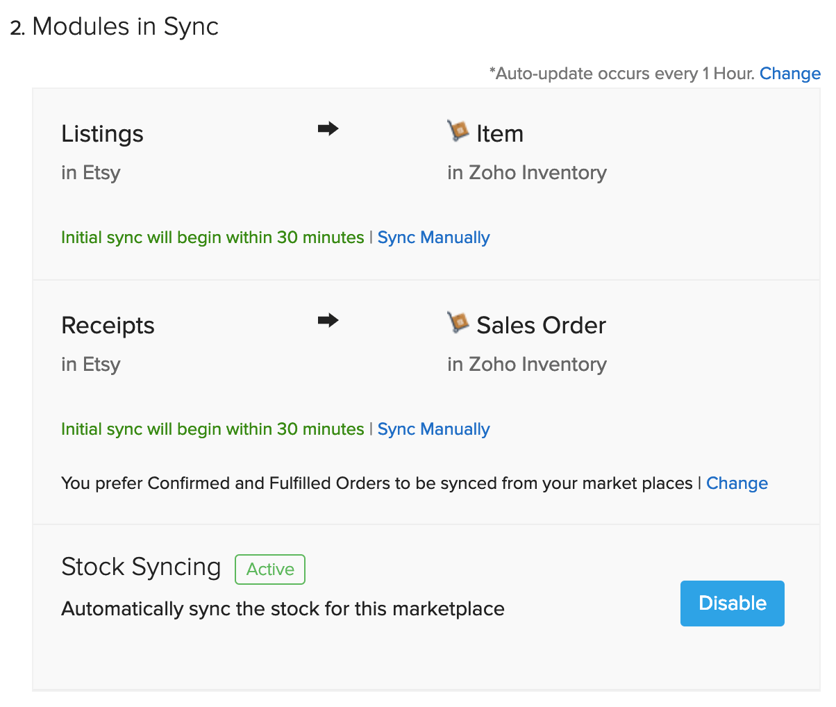 Fulfilled order sync option in Etsy