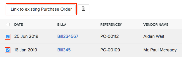 Linking bills to purchase order 2