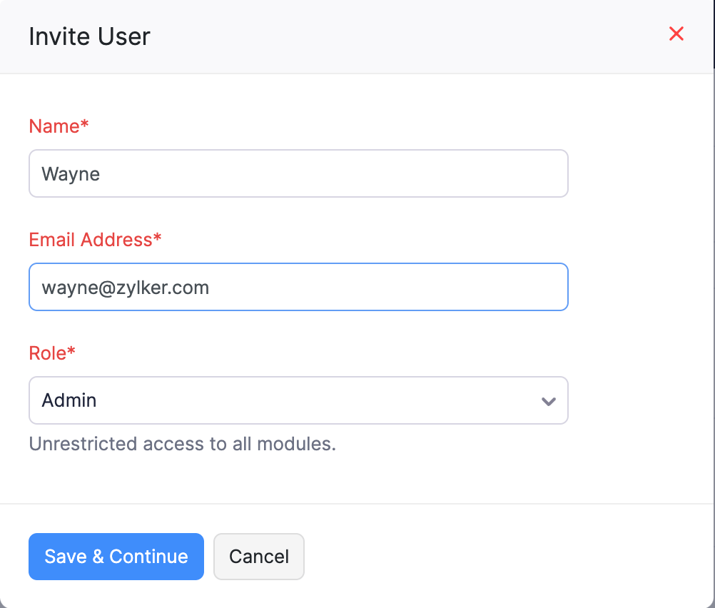 Image of inviting user popup and the button