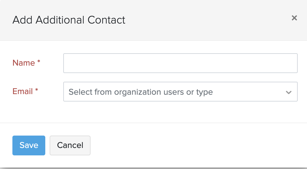 organizational contacts pop up