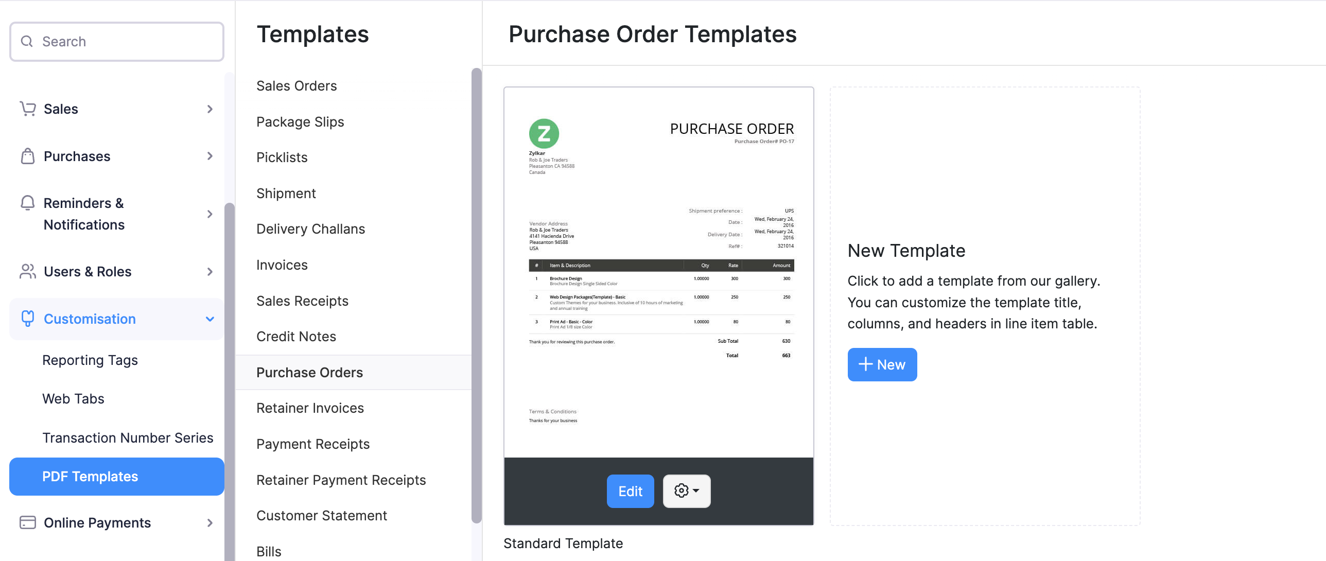 Purchase Orders template