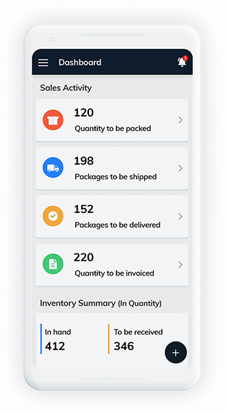 Android app dashboard - Zoho Inventory 