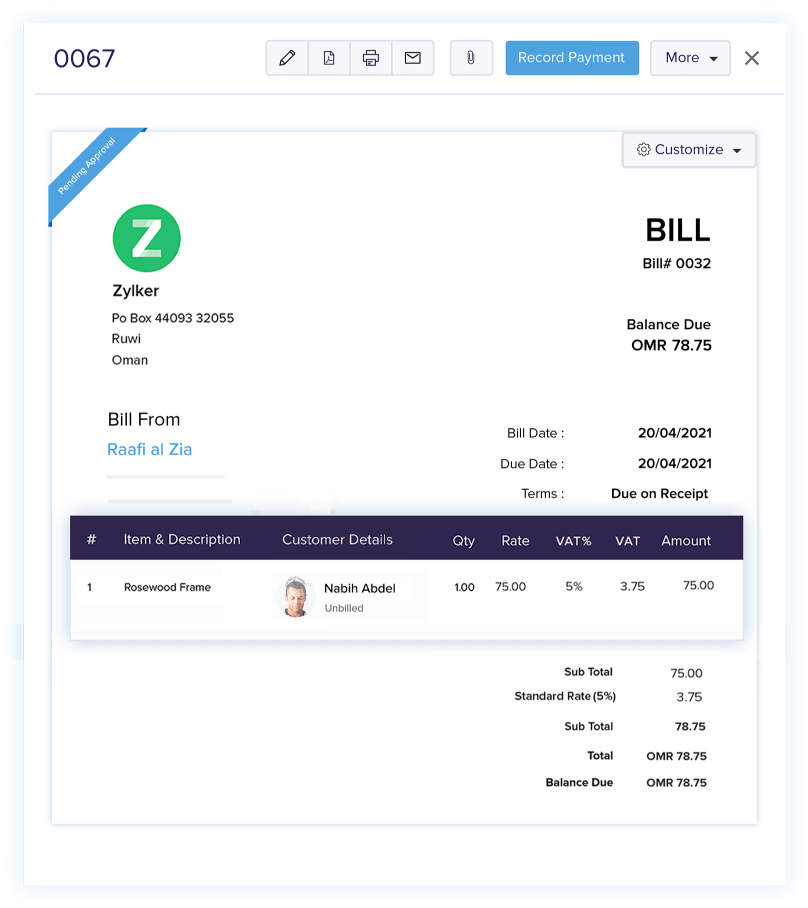 Associate Customers with Bills - Online Billing Management Software | Zoho Books