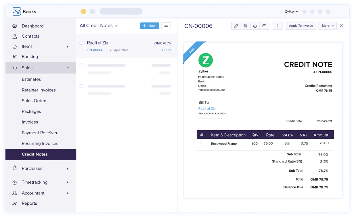 Credit Notes & Invoice Refunds - Invoicing and Bookkeeping Software | Zoho Books